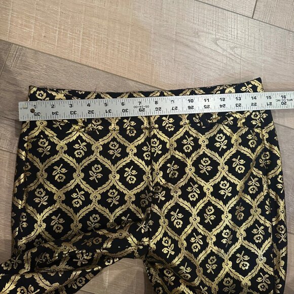 OLD NAVY WOMENS PIXIE PANTS MID RISE GOLD BLACK SIZE 6 HOLIDAY PARTY - Picture 5 of 9